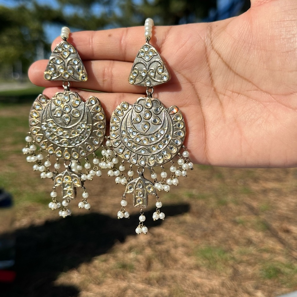 Elegant Silver and Pearl Dangle Earrings